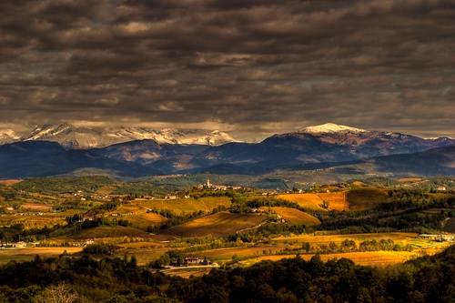 Immagine con nuvole, montagne, cielo, panorama, paesaggio, colline, montagna, neve