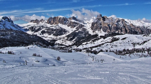 Immagine con neve, montagna, montagne, nuvole, panorama, inverno, cielo, bianco, pista, sci, piste