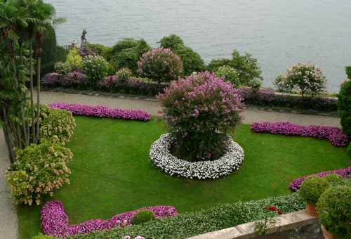 Immagine con fiori, aiuole, piante, prato, verde, lago, giardino, aiuola, acqua, erba, alberi