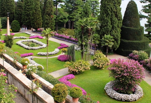 Immagine con aiuole, fiori, alberi, verde, prato, giardino, piante, rosa, giardini