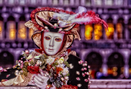 Immagine con maschera, carnevale, cappello, colori, venezia, fiori, piume, piuma