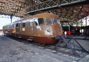 treno, marrone, stazione, binario, littorina, rimessa, binari, vagone, rotaie, motrice