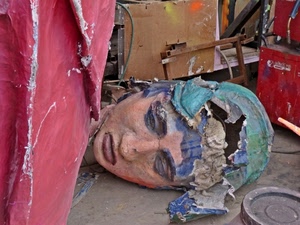 testa, cartapesta, rotta, rosso, bocca, occhi, donna, naso, viso, carta, rotto, volto, manichino, maschera