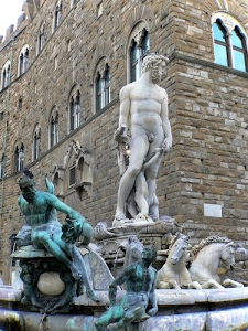 fontana, palazzo, finestre, statue, bifore, cavalli, sculture, firenze, marmo, mattoni, vecchio, zampilli, piazza, signoria, statua, vetri, merli, nettuno