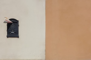 cassetta, posta, muro, bicolore, lettere, pubblicità, giornale, minimalismo, ferro