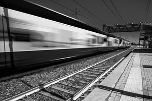 stazione, treno, binari, bianconero, rotaie, veloce, ferrovia