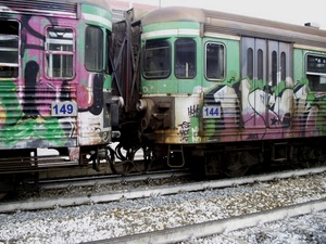 binari, vagoni, treno, numeri, verde, rotaie, finestrini, treni, graffiti, carrozze