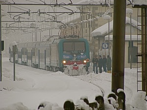 neve, treno, stazione, persone, binari, inverno, locomotore, locomotiva, bianco, ferrovia