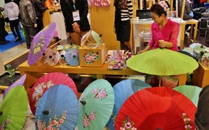 ombrelli, colori, cinesi, rosso, ombrellini, celeste, donna, carta, artigianato, verde, fiori, negozio