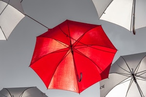 rosso, ombrelli, manico, ombrello, bianco, telaio