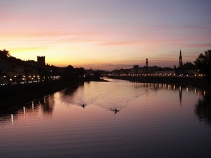 tramonto, fiume, luci, canoe, scie, riflessi, acqua, riflesso