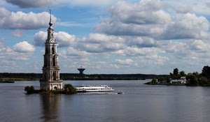 lago, campanile, nuvole, acqua, battello, barca, torre, fiume, cielo, traghetto