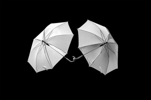 ombrelli, manici, due, nero, bianconero, stecche, bianco