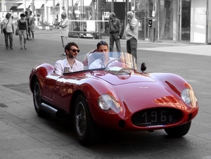 auto, rossa, persone, rosso, strada, automobile, sportiva, due, storica, epoca, selettivo, spider