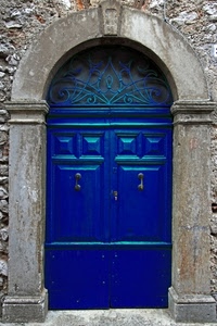 arco, porta, blu, portone, maniglie, batacchi, battenti, azzurro, ferro
