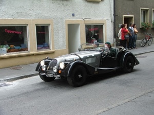 epoca, strada, vetrine, auto, automobile, bicicletta, persone, ruote