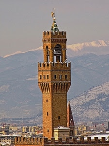 torre, merli, neve, montagne, montagna, panorama, finestre
