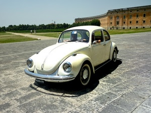 maggiolino, auto, bianco, automobile, ruote, palazzo, parco, strada, piazza, piazzale