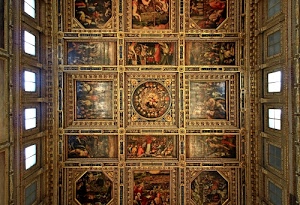 soffitto, finestre, dipinti, quadrati, cassettoni, affreschi, cornici, rettangoli, oro, dorato, quadri, cerchi, decorazioni, legno
