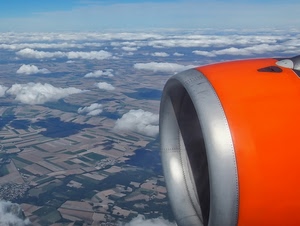 nuvole, aereo, panorama, motore, cielo, rosso, arancio, volo, volare, arancione