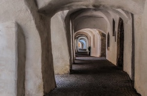 archi, portico, prospettiva, porta, bianco, porticato, portici, vicolo