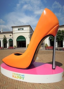 scarpa, tacco, arancione, rosa, piazza, pubblicità, arancio, negozio