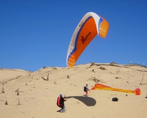 parapendio, sabbia, persone, dune, sport, cielo, volo, arancio
