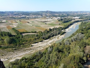 fiume, alberi, verde, campi, campagna, panorama, acqua, colline, cielo, pianura, paesi, case, azzurro, paesaggio, torrente, riva, coltivazioni