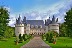 castello, torri, viale, verde, prato, vasi, parco, giardino, finestre, alberi