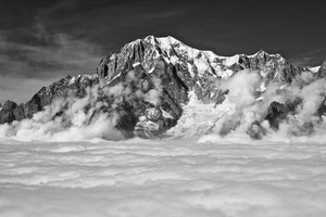 neve, nuvole, montagna, bianconero, cielo, montagne, bianco, roccia