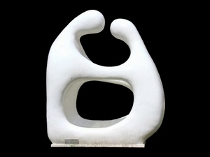 bianco, nero, abbraccio, statua, scultura, amore, moderna, buco, figure, bianconero