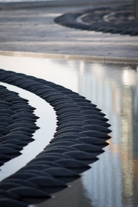 acqua, fontana, riflesso, curve, pietre, riflessi, nero, geometrie