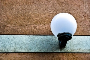 muro, lampione, bianco, palla, sfera, vetro, marrone, lampada, striscia, fascia, luce