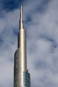 grattacielo, cielo, nuvole, alto, spirale, vetro, torre, punta, architettura