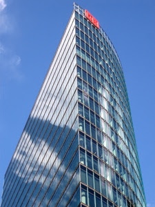 grattacielo, finestre, vetri, piani, cielo, specchi, vetrate, rosso, geometria, vetro