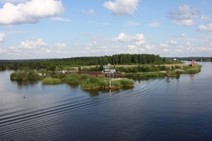 acqua, alberi, fiume, nuvole, verde, cielo, panorama, scie