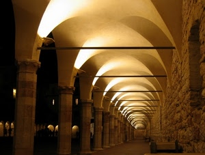 archi, colonne, portici, luci, portico, prospettiva, porticato