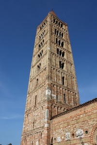 campanile, finestre, torre, trifore, bifore, colonne, cielo, archi