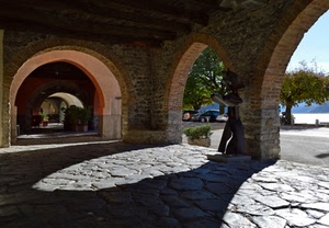 archi, portico, portici, statua, ombre, mattoni, pietre, ombra, travi