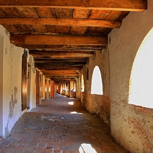 legno, archi, portico, travi, porte, porticato, prospettiva, portici, soffitto, mattonelle, finestre, ombre, selciato, luce