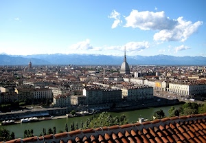 fiume, torino, panorama, montagne, città, tetti, cielo, mole, palazzi, tegole, nuvole, tetto, cupola, alberi, piazza, piemonte, antonelliana, po