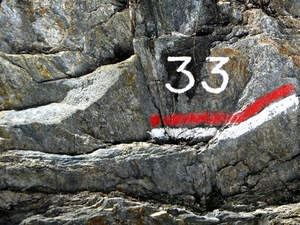 rosso, numero, bianco, rocce, roccia, tre, numeri, trentatré, montagna, strisce, linee
