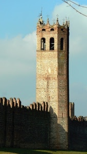 torre, merli, mura, croci, cielo, castello, fortificazione, muro