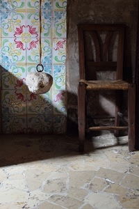 sedia, sasso, corda, piastrelle, anello, pavimento, ombra, paglia, appeso