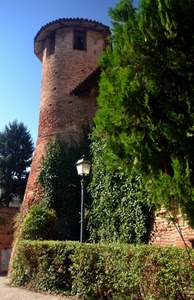 lampione, torre, verde, siepe, finestre, piante, castello, mattoni, alberi, albero, rampicante, cielo, foglie, tetto, edera