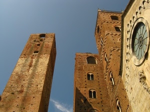 rosone, cielo, torri, finestre, chiesa, prospettiva, torre, archi, azzurro