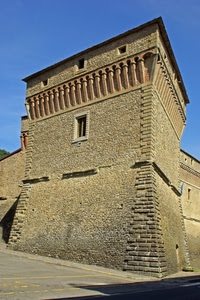 torre, castello, cielo, finestre, finestra, azzurro, mattoni, fortezza, angolo, feritoie, ombra, spigoli, strada, porta