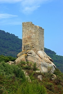 torre, roccia, cielo, rocce, verde, rudere, montagna, erba, alberi