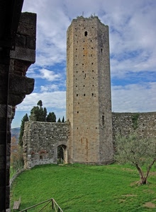 torre, prato, nuvole, mura, cielo, albero, porta, castello, verde, rudere