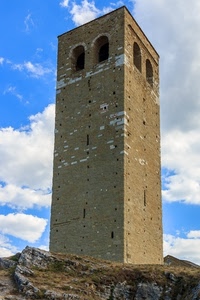 torre, nuvole, cielo, roccia, finestre, bifore